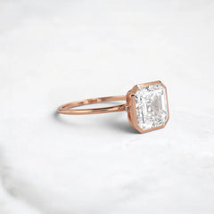 4CT Asscher Cut Solitaire Moissanite Minimalist Bezel Engagement Ring