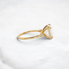 3.0CT Asscher Cut Moissanite Engagement Ring with Pave Band in 14K Gold