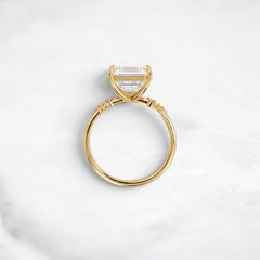 3.0CT Asscher Cut Moissanite Engagement Ring with Pave Band in 14K Gold