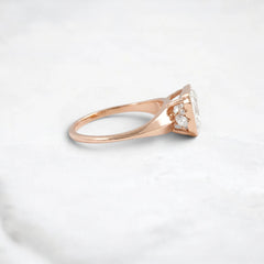 3.13CT Asscher Cut Moissanite Bezel Engagement Ring with Pear Side Stones in 14K Yellow Gold