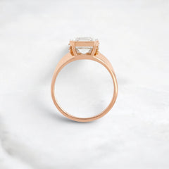 3.13CT Asscher Cut Moissanite Bezel Engagement Ring with Pear Side Stones in 14K Yellow Gold