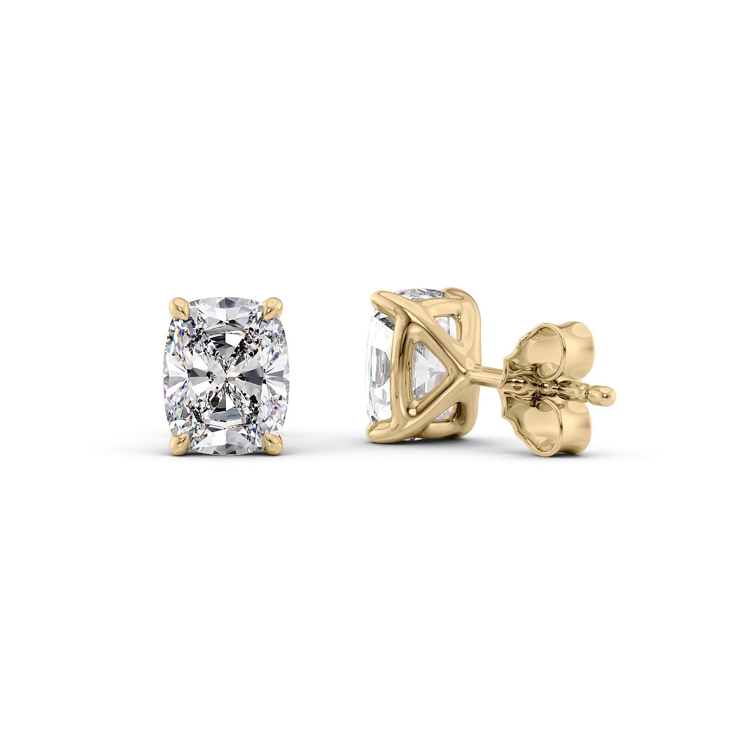 1 Carat elongated cushion Lab-Grown Stud Earrings in 14K Yellow Gold - Image 1