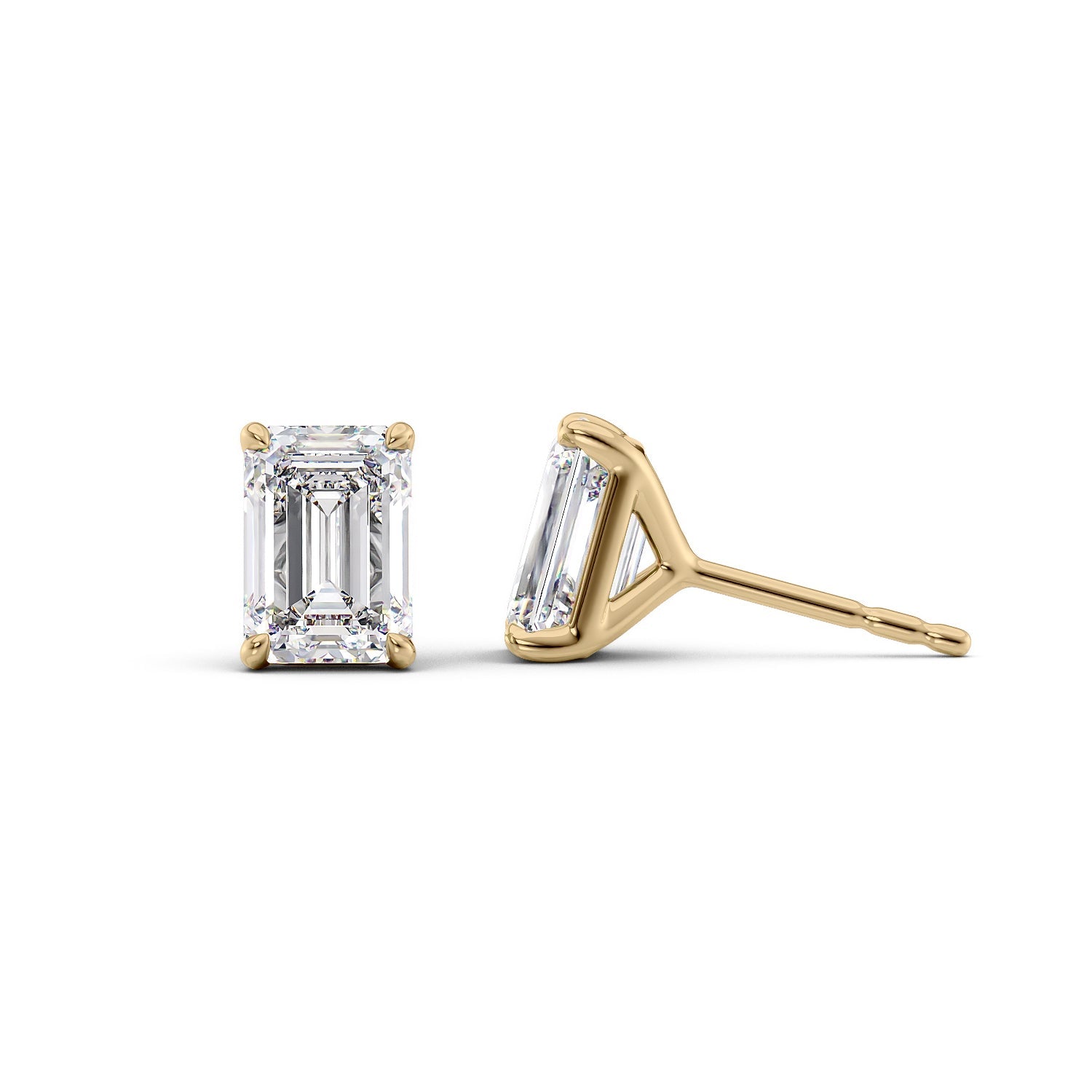 1 Carat emerald Lab-Grown Stud Earrings in 14K Yellow Gold - Image 1