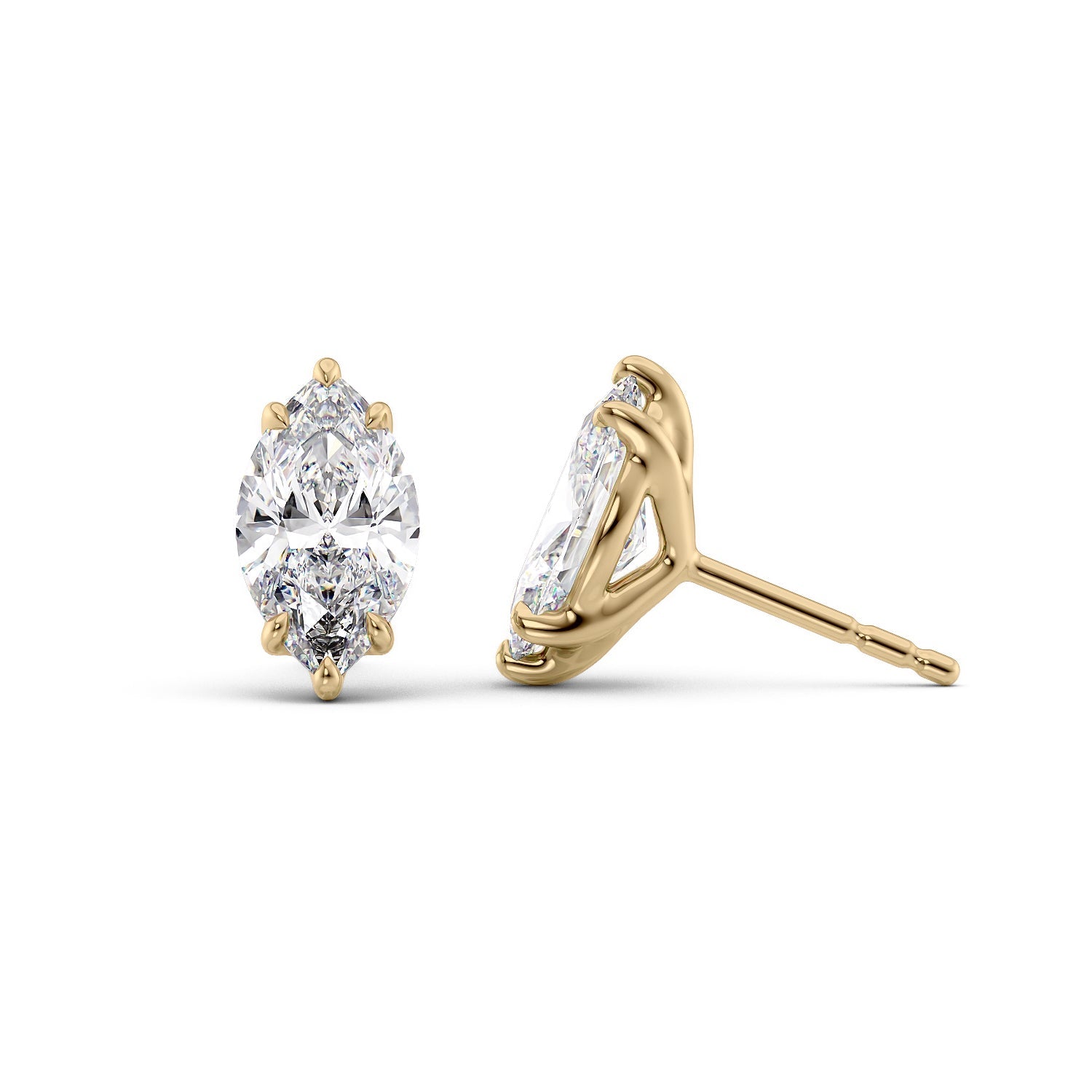 1 Carat marquise Lab-Grown Stud Earrings in 14K Yellow Gold - Image 1