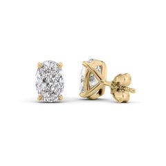 1 CTW Stud Earrings Set With Oval Lab Diamonds