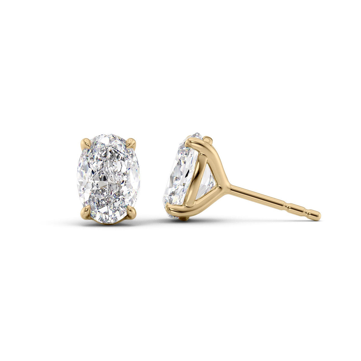 1 CTW Stud Earrings Set With Oval Lab Diamonds