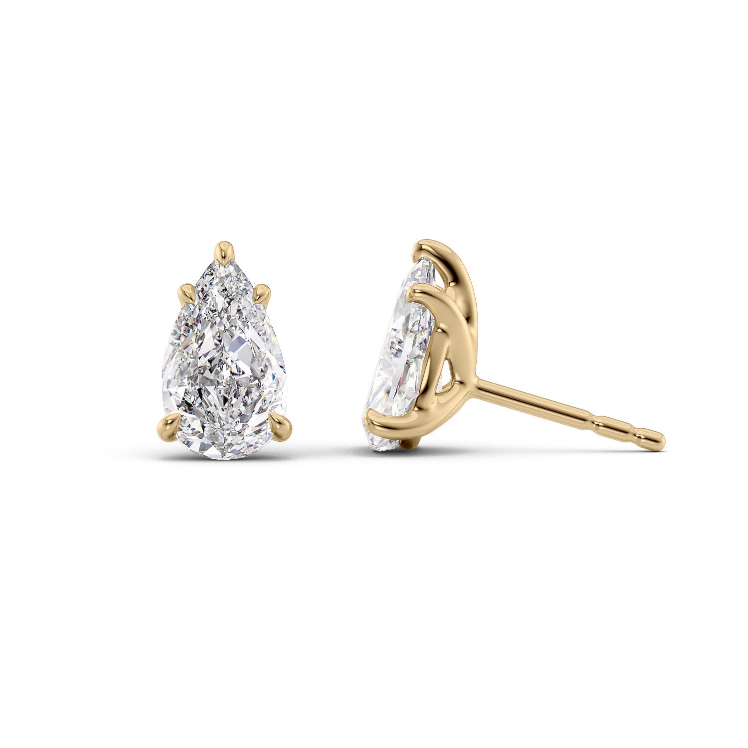 1 Carat pear Lab-Grown Stud Earrings in 14K Yellow Gold - Image 1