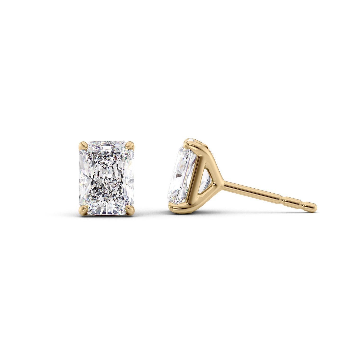 1 Carat radiant Lab-Grown Stud Earrings in 14K Yellow Gold - Image 1