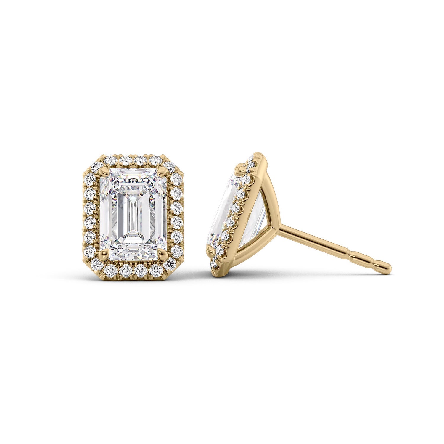 1 Carat emerald Lab-Grown Stud Earrings in 14K Yellow Gold - Image 1