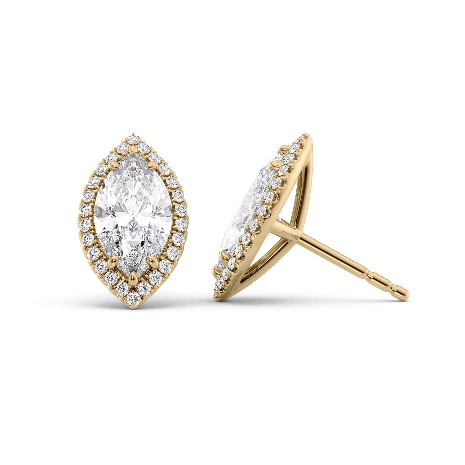 1 Carat marquise Lab-Grown Stud Earrings in 14K Yellow Gold - Image 1