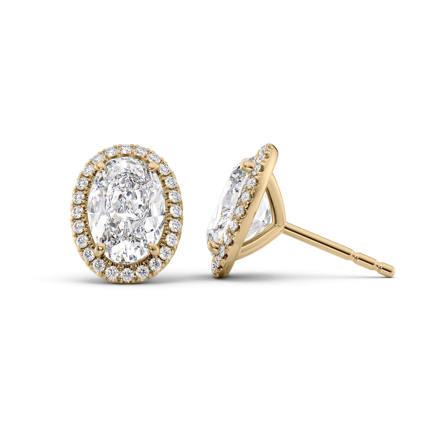 1 Carat oval Lab-Grown Stud Earrings in 14K Yellow Gold - Image 1