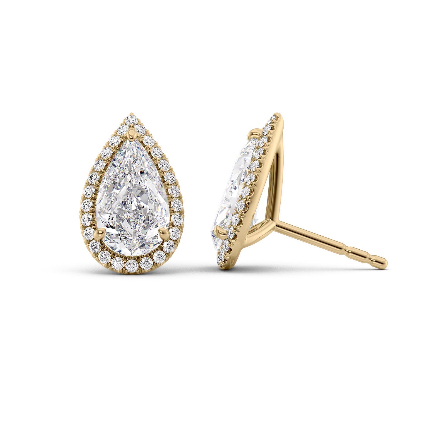 1 Carat pear Lab-Grown Stud Earrings in 14K Yellow Gold - Image 1