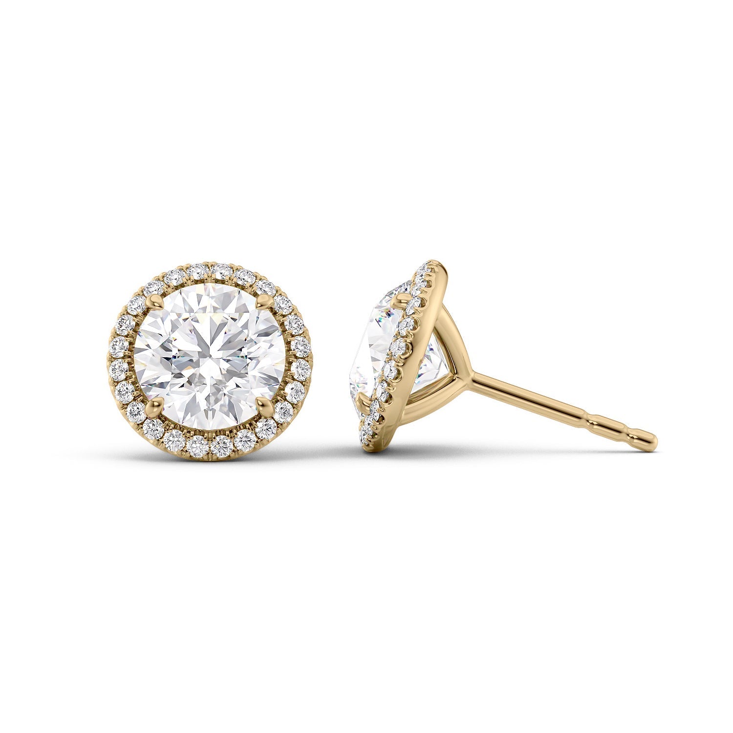1 Carat round Lab-Grown Stud Earrings in 14K Yellow Gold - Image 1