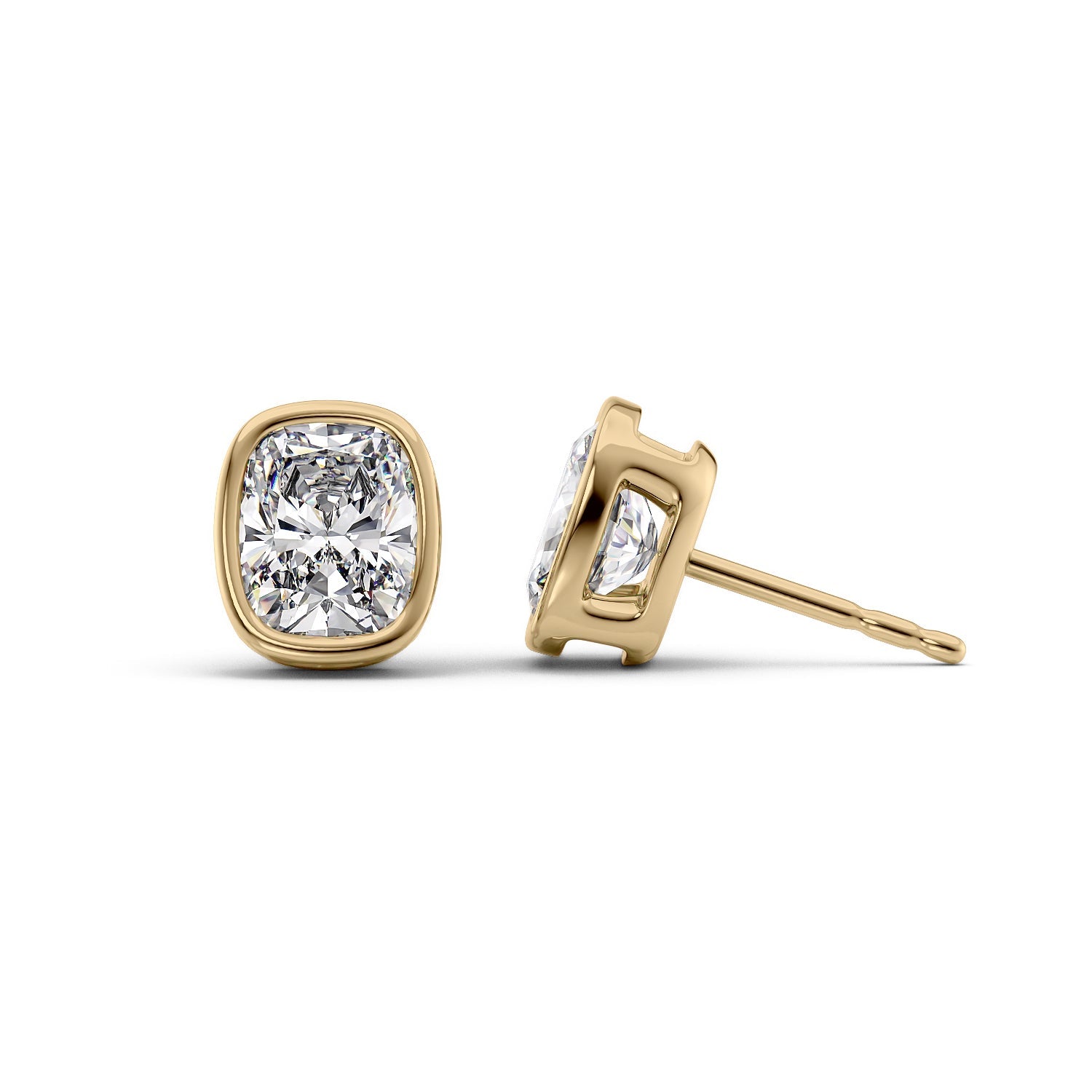 1 Carat elongated cushion Lab-Grown Stud Earrings in 14K Yellow Gold - Image 1