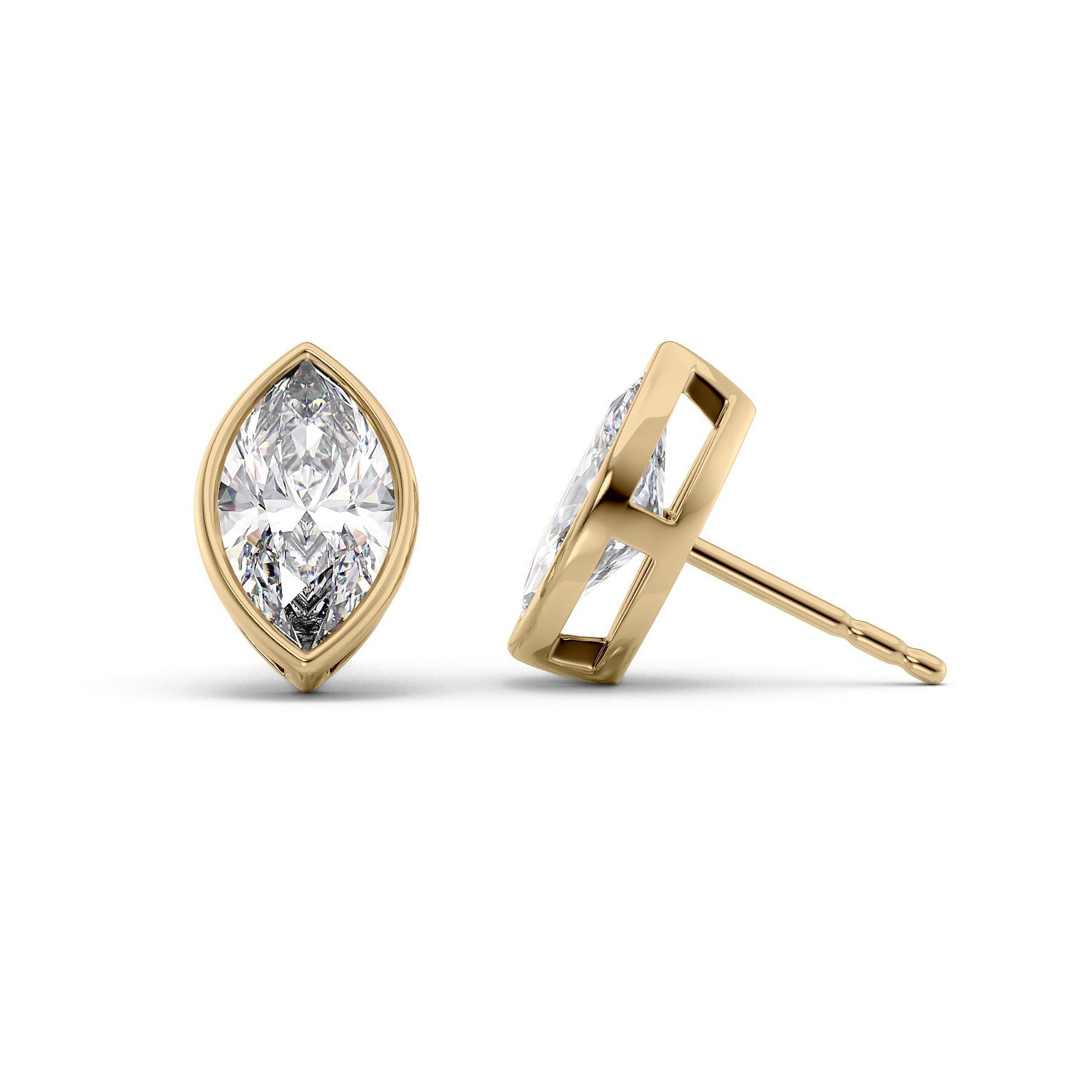 1 Carat marquise Lab-Grown Stud Earrings in 14K Yellow Gold - Image 1