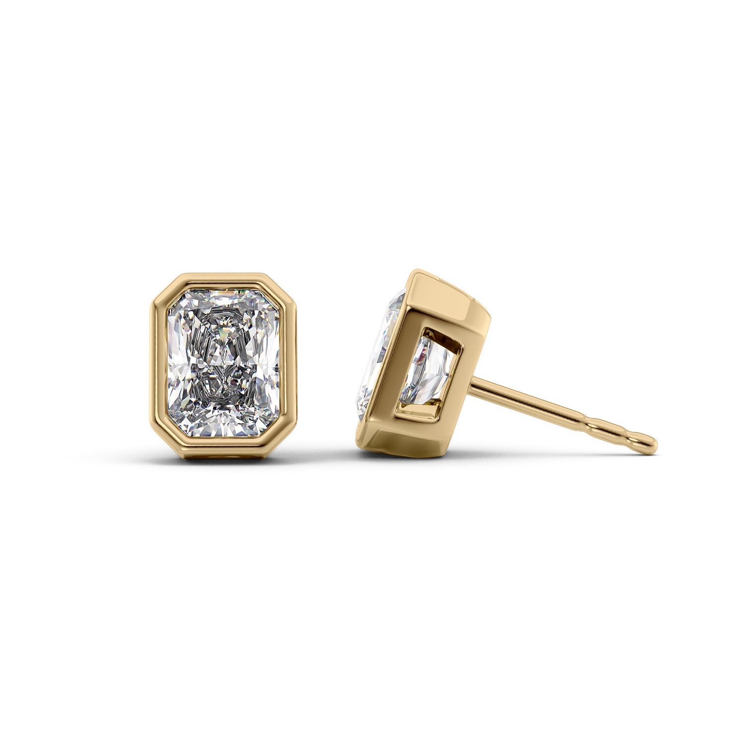 1 Carat radiant Lab-Grown Stud Earrings in 14K Yellow Gold - Image 1