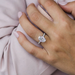 3.40CT Oval Cut Hidden Halo Moissanite Solitaire Engagement Ring