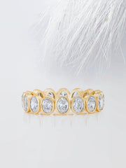 Bezel Set Oval Cut Moissanite Eternity Diamond Wedding Band