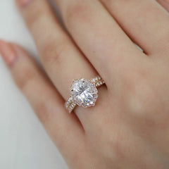 1.50CT Vintage Floral Oval Cut Moissanite Halo Bridal Engagement Ring Set