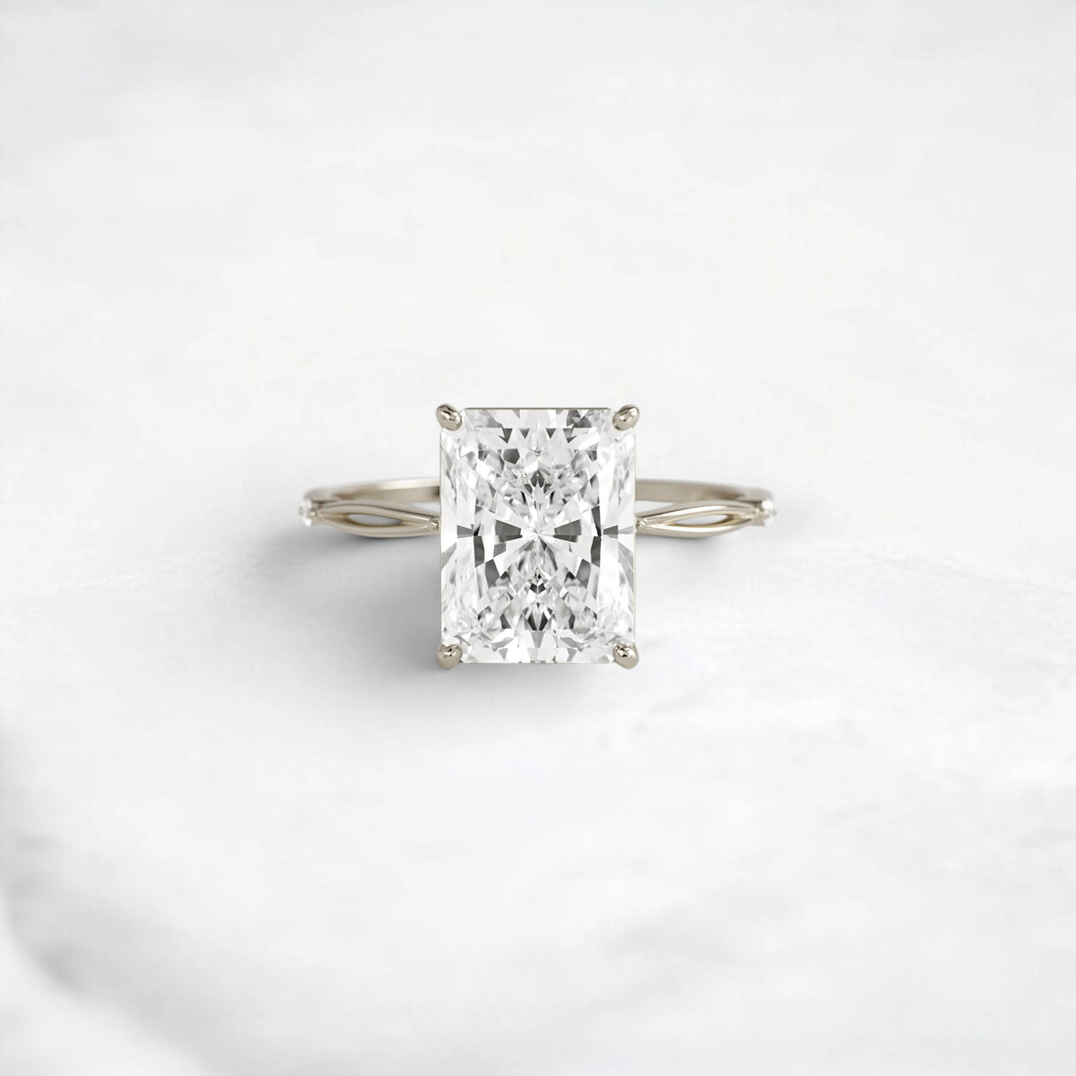 2CT Radiant Cut Pave Moissanite Engagement Ring, Infinity Band