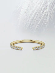 Round Cut Moissanite Open Diamond Wedding Band in Solid Gold