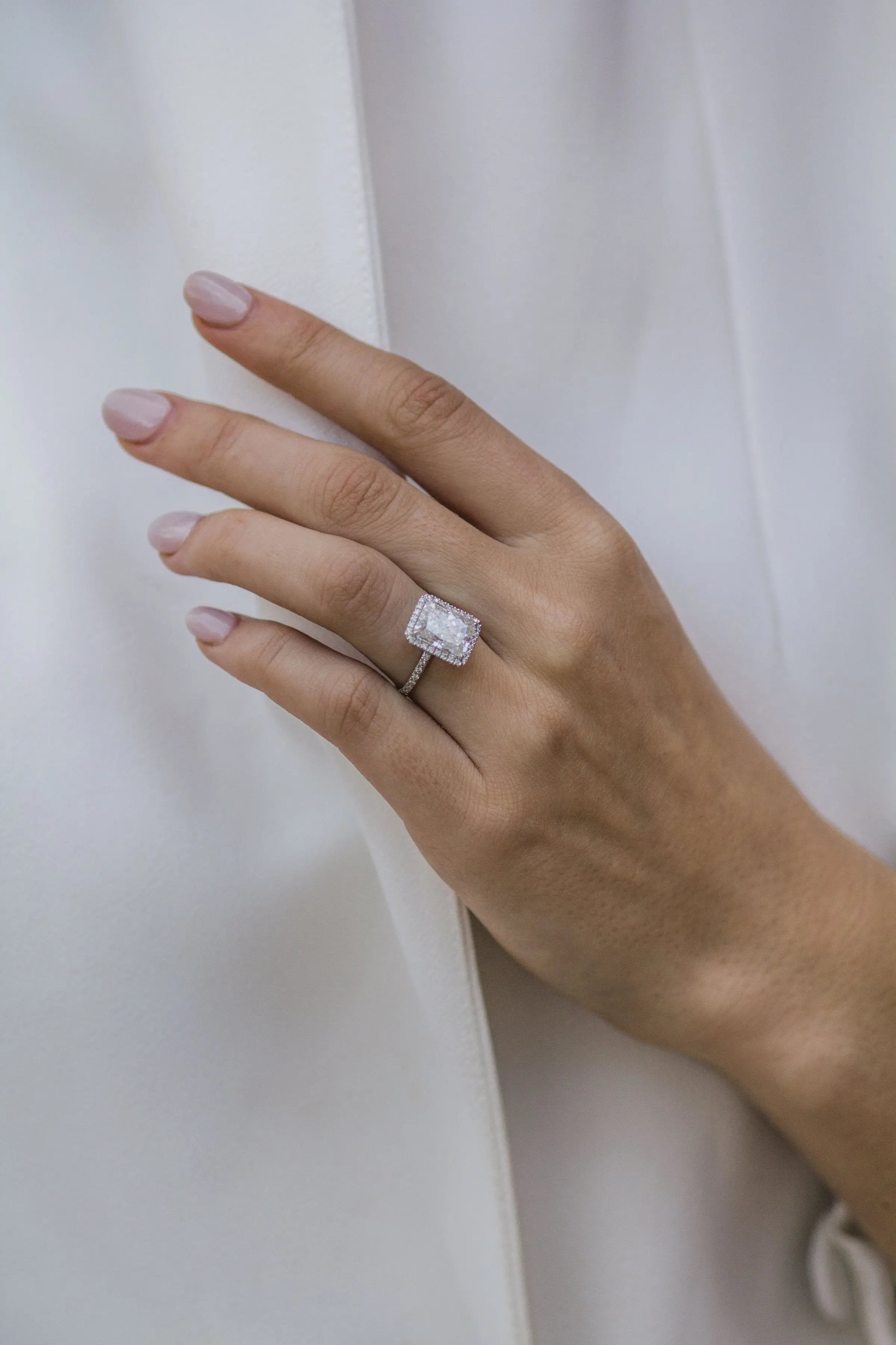 3.50CT Radiant Cut Unique Halo Moissanite Engagement Ring