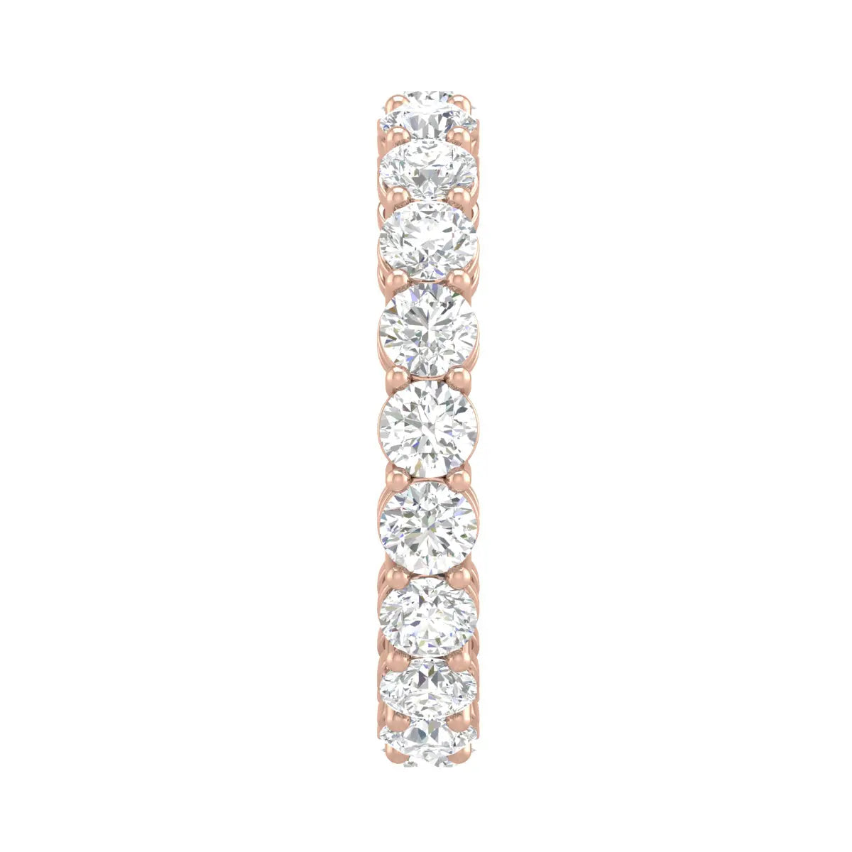 Round G-VVS Lab Grown Diamond Eternity Wedding Band in Rose Gold