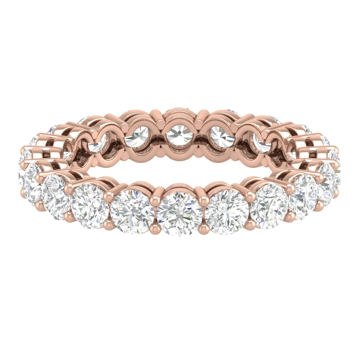 Round G-VVS Lab Grown Diamond Eternity Wedding Band in Rose Gold
