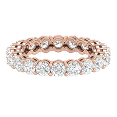 Round G-VVS Lab Grown Diamond Eternity Wedding Band in Rose Gold