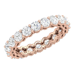 Round G-VVS Lab Grown Diamond Eternity Wedding Band in Rose Gold