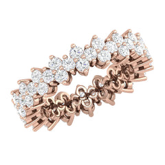 Round G-VVS Lab Grown Diamond Cluster Wedding Band in Rose Gold