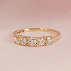 0.40CTW Round Brilliant Cut Half Eternity 5 Stone Wedding Band