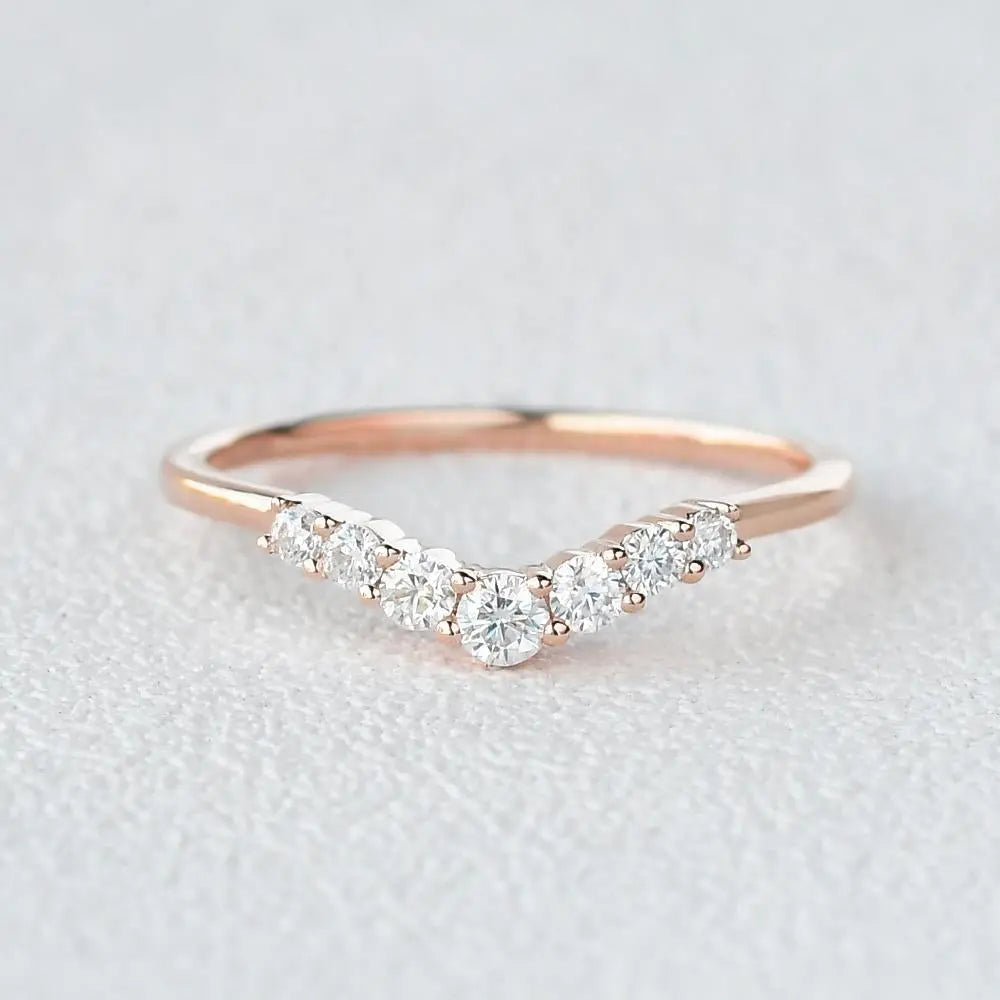 0.22CTW Round Brilliant Cut 1.50 MM Curved Bridal Wedding Band