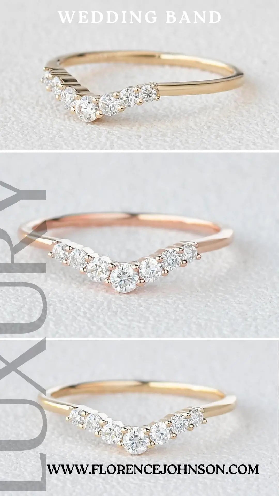 0.22CTW Round Brilliant Cut 1.50 MM Curved Bridal Wedding Band