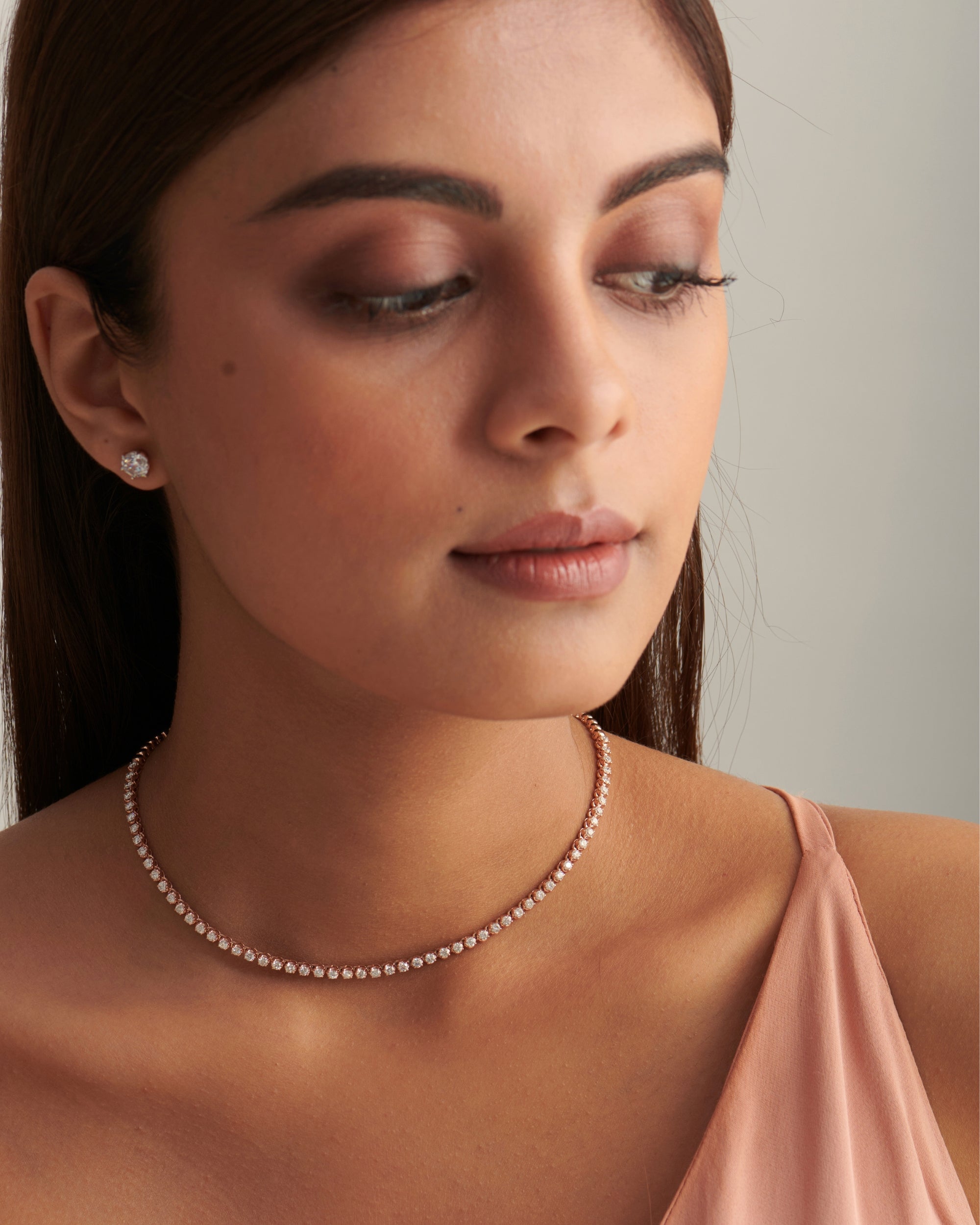 2.51CT Round Cut Moissanite Tennis Diamond Necklace for Women