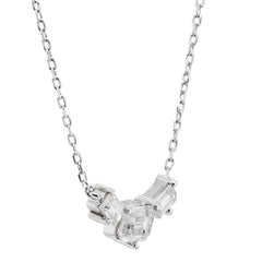 Emerald Cut Moissanite Diamond Three Stone Necklace for Her