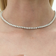 Round Cut Diamond Moissanite Tennis Necklace for Women