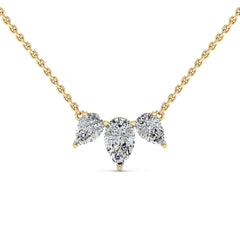 Pear Cut Moissanite Diamond Three Stone Necklace for Women
