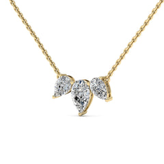 Pear Cut Moissanite Diamond Three Stone Necklace for Women