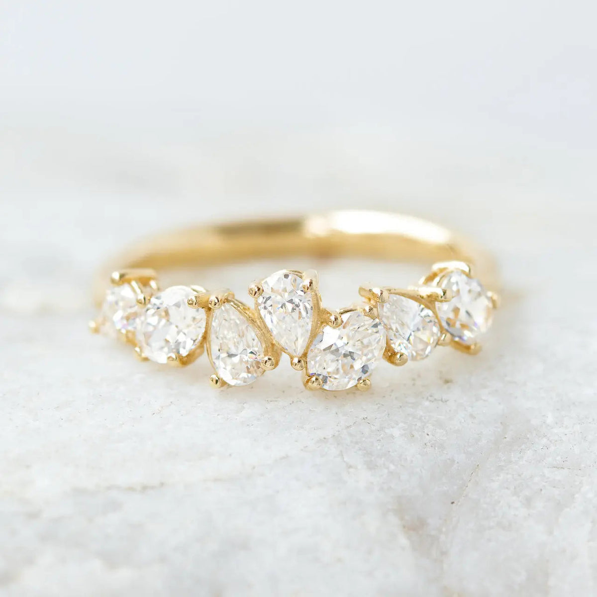 Pear & Oval Cut Half Eternity Wedding Band