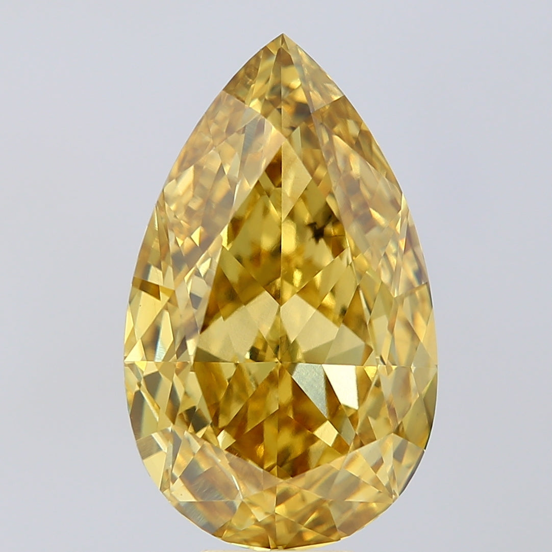 PEAR  CT Fancy Vivid Yellow VS2 Lab Grown Diamond