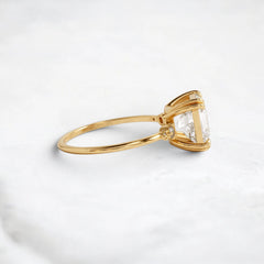 Asscher Cut 3CT Mossinite Engagement Pave Ring, Two On Each Side Focal Stone.