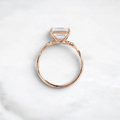 Asscher Shape Moissanite Twisted Pave Band Engagement Ring Accented Six Round Cut