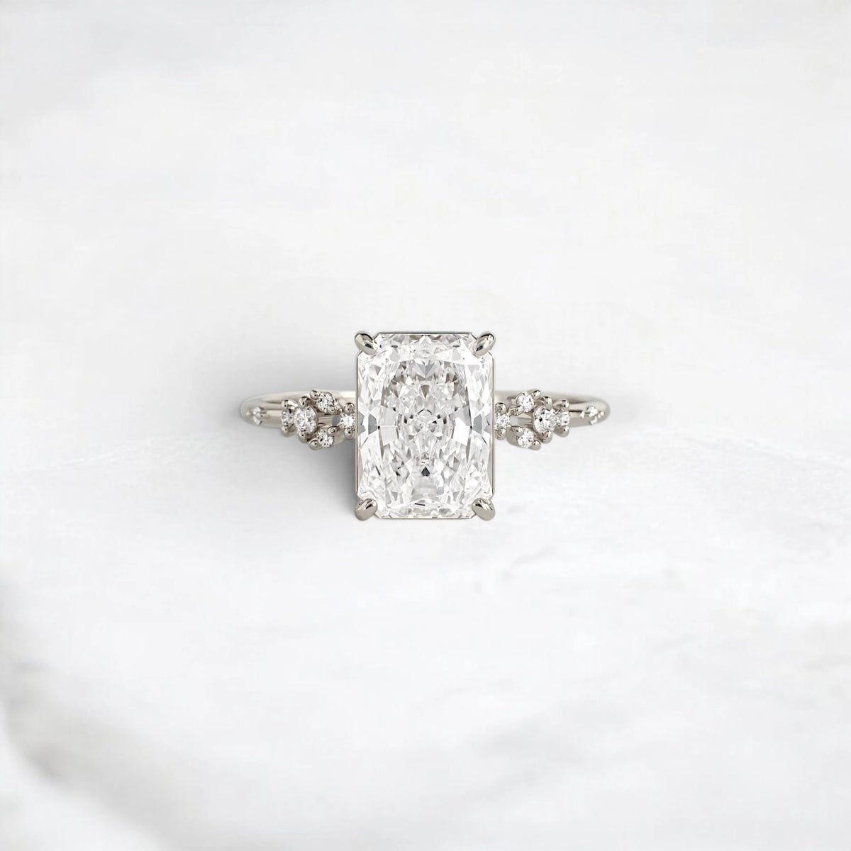 Cluster 2CT Radiant Moissanite Engagement Ring, Twisted Band