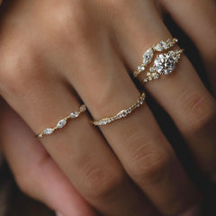 Cluster Round Cut 2CT Moissanite Engagement Ring