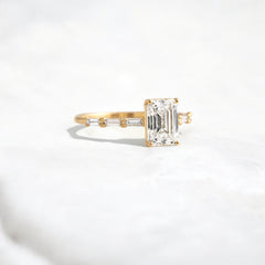 Affordable alternative Baguette diamond Pave band engagement ring 