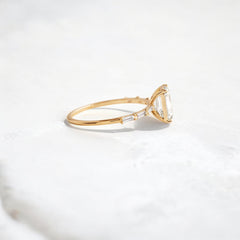 Affordable alternative Baguette diamond Pave band engagement ring 