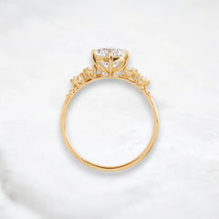 2.0CT Round Brilliant Diamond Engagement Ring, 14K Yellow Gold Five-Stone