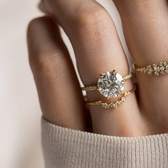 2CT Round Cut Moissanite Diamond Engagement Ring Pave Big Head Set