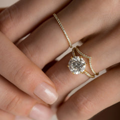 2CT Round Cut Moissanite Diamond Engagement Ring Pave Big Head Set